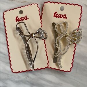 Silver and Gold Bow Hair Clips Valentine’s Day 💕
